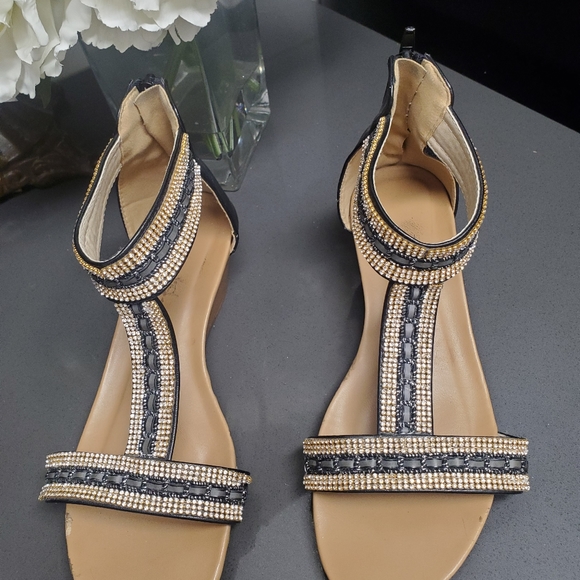 Black Rhinstone Sandles - Picture 3 of 5